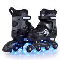 Inlineskates voor Kinderen van 5-7/7-9/9-14 Jaar 4-Voudig Verstelbare Lichtgevende Rolschaatsen met 4 Verlichte Wielen en Veiligheidsvoorzieningen voor Peuters en Beginners-Grijs-S