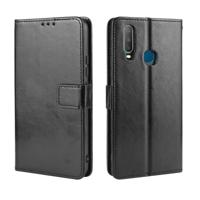 Retro Crazy Horse textuur horizontale Flip lederen case voor vivo Y17/Y15-/Y3 met houder & kaartsleuven & fotolijstjes (zwart)