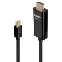LINDY 40912 DisplayPort-kabel Aansluitkabel Mini DisplayPort-stekker, HDMI-A-stekker 2.00 m Zwart