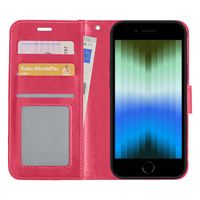 Basey iPhone SE 2022 Hoesje Book Case Kunstleer Cover Hoes - Donkerroze - thumbnail