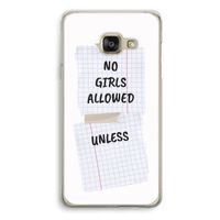 No Girls Allowed Unless: Samsung A3 (2017) Transparant Hoesje