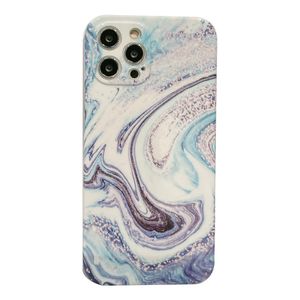 iPhone 12 hoesje - Backcover - Marmer - Marmerprint - TPU - Blauw/Paars
