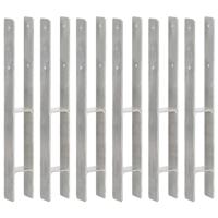 VidaXL Grondankers 6 st 7x6x60 cm gegalvaniseerd staal zilverkleurig