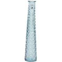 Vaas/bloemenvaas van gerecycled glas - D7 x H32 cm - transparant blauw - Vazen