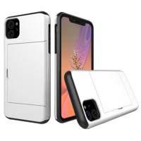 Schokbestendig Rugged Armor beschermhoes met kaartsleuf voor iPhone 11 (wit)