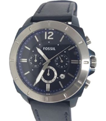 Horlogeband Fossil BQ2194 Leder Blauw 24mm