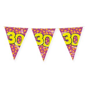 Verjaardag 30 jaar thema Vlaggetjes - Feestversiering - 10m - Folie - Dubbelzijdig