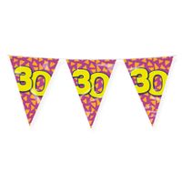Verjaardag 30 jaar thema Vlaggetjes - Feestversiering - 10m - Folie - Dubbelzijdig