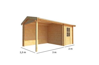Blokhut met overkapping Fenna 500 cm bij 250 cm diep Zadeldak - Warentuin collection