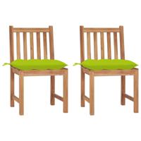 Tuinstoelen 2 st met kussens massief teakhout