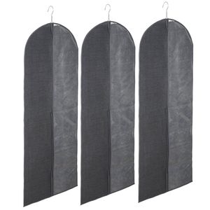 Set van 3x stuks kleding/beschermhoezen linnen grijs 130 cm - Kledinghoezen