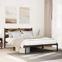 Bedframe zonder matras metaal gerookt eikenkleurig 135x190 cm