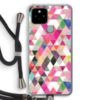 Gekleurde driehoekjes: Pixel 5 Transparant Hoesje met koord