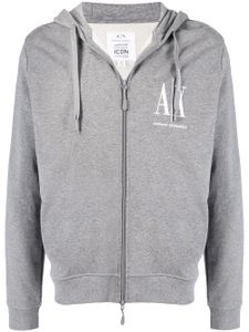 Armani Exchange hoodie zippé à logo imprimé - Gris