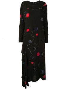 Yohji Yamamoto robe longue à imprimé géométrique - Noir