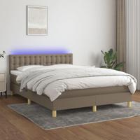 Boxspring met matras en LED stof taupe 140x190 cm