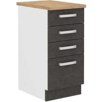 Onderkast 4 laden met werkblad - Mat grijs - L 40 x D 51,6 x H 85 cm - LASSEN