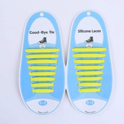 16 STKS/set Running no stropdas schoenveters Fashion Unisex atletische elastische siliconen schoenveters (geel)