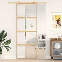 VidaXL Schuifdeur 76x205 cm helder esg-glas en aluminium goudkleurig