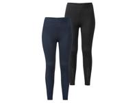 esmara Damesleggings, 2 stuks, met hoog katoenaandeel (S (36/38), Zwart/marineblauw) - thumbnail