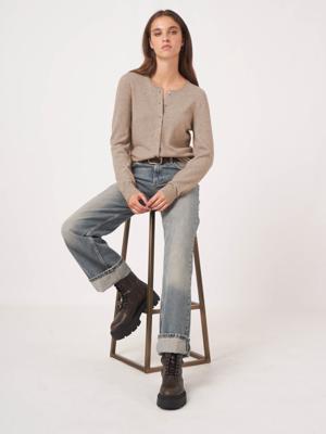 Basic vest met ronde hals van cashmere wolmix