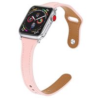 Apple Watch 9/8/SE (2022)/7/SE/6/5/4/3/2/1 Premium Leren Band - 41mm/40mm/38mm - Roze - thumbnail