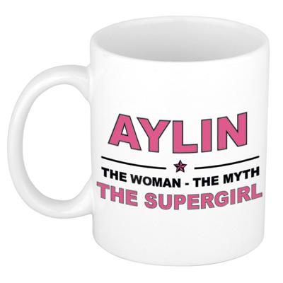 Aylin cadeau mok - Woman Myth Supergirl - naam koffiemok - 300 ml - collega - moederdag Aylin cadeau mok - Woman Myth Supergirl - naam koffiemok - 300 ml - collega - moederdag