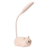 Home Deco Kids Bureaulamp/leeslamp LED - kat/poes - roze - 21 cm - met USB kabel - kinderkamer
