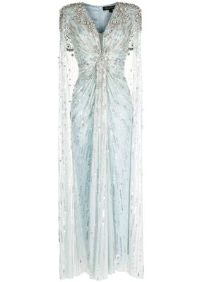 Jenny Packham robe longue Lotus Lady à ornements de sequins - Bleu