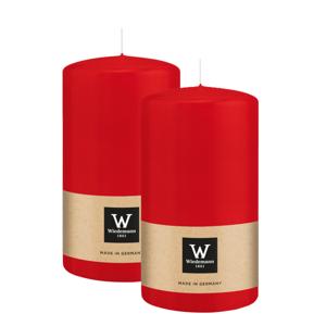 Cilinderkaars/stompkaars - 2x - rood - 13 x 7 cm - 52 branduren