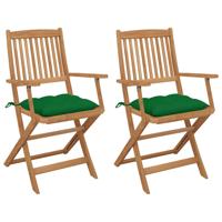Tuinstoelen 2 st inklapbaar met kussens massief acaciahout