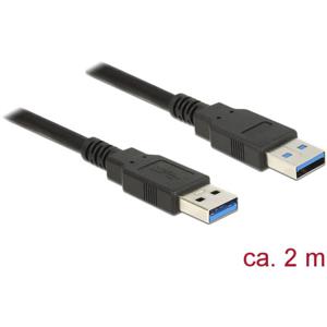 Delock USB-kabel USB 3.2 Gen1 (USB 3.0 / USB 3.1 Gen1) USB-A stekker, USB-A stekker 2.00 m Zwart Vergulde steekcontacten 85062