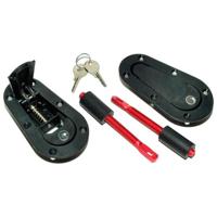 Set universele Racing Plus Flush motorkaphaken/-pins + Slot - zwart + rood aluminium pins GST1202100
