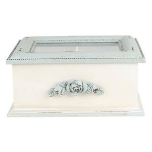 Clayre & Eef Theedoos 1 vak 20x17x9 cm Blauw Beige MDF Glas Rechthoek