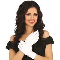 Verkleed party handschoenen voor dames - polyester - wit - one size - kort model   - - thumbnail