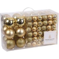Gouden kerstballen pakket 94-delig van kunststof   -