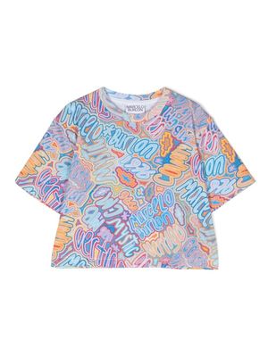 COUNTY OF MILAN KIDS haut crop à motif monogrammé - Bleu