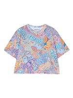 COUNTY OF MILAN KIDS haut crop à motif monogrammé - Bleu