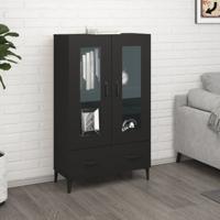 Hoge kast 70x31x115 cm bewerkt hout zwart