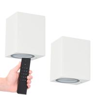 Set van 2 Marion LED wandlampen - Dimbaar - 4 Watt 345 lumen - IP65 Waterdicht - GU10 - 2700K Warm Wit - Dimbaar - Binnen & buiten - Wit - Incl. dimmer met afstandsbediening