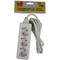 2x stekkerdoos - 3-voudig - wit - 3 meter snoer - randaarde - verlengsnoeren