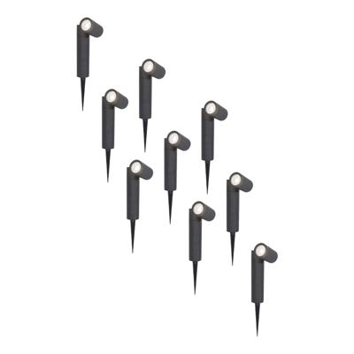 Set van 9 Pinero LED prikspots - GU10 5 Watt 400 lumen - Dimbaar - Kantelbaar - 6000K daglicht wit - IP65 waterdicht - Zwart - Tuinspot