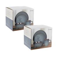 Servies set - 32-delig - blauw - aardewerk dinerservies - tafelservies - 8 personen