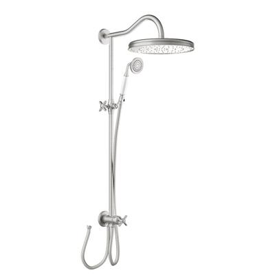 Tres Clasic glijstang set met regendouche 108 cm vintage rvs look