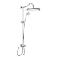 Tres Clasic glijstang set met regendouche 108 cm vintage rvs look