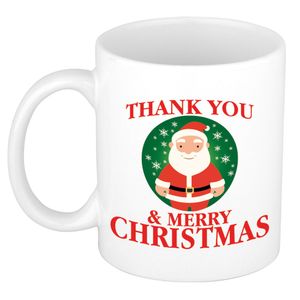 Leuke bedankt Kerst cadeau mok/beker -  Kerstman - wit   -