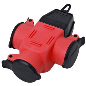 interBär 9007-002.01 3-voudige koppeling Rubber 230 V Rood IP44