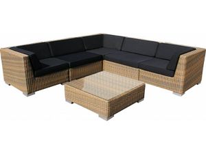 Loungeset Londen 3201 - Cappuccino - Rond vlechtwerk