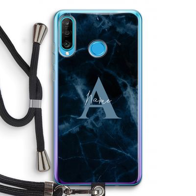 Midnight Marble: Huawei P30 Lite Transparant Hoesje met koord