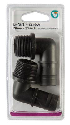 Kniestuk met schroefdraad l-part met screw 20 mm 3/4 inch 2 st. - Velda